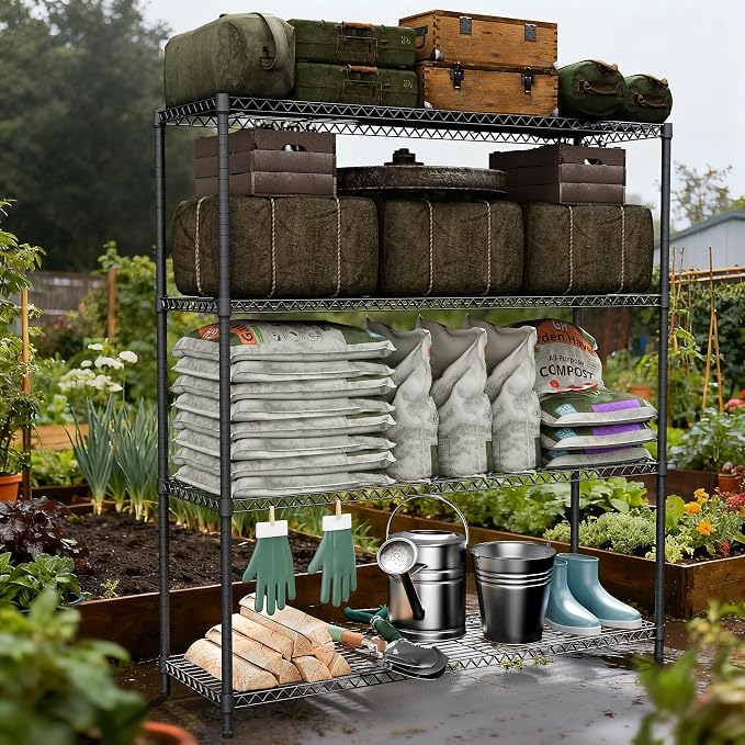 2400LBS 47.3" W Stand Shelf Wire Rust-Proof Outdoor Storage Shelving 4-Tier - Image 2