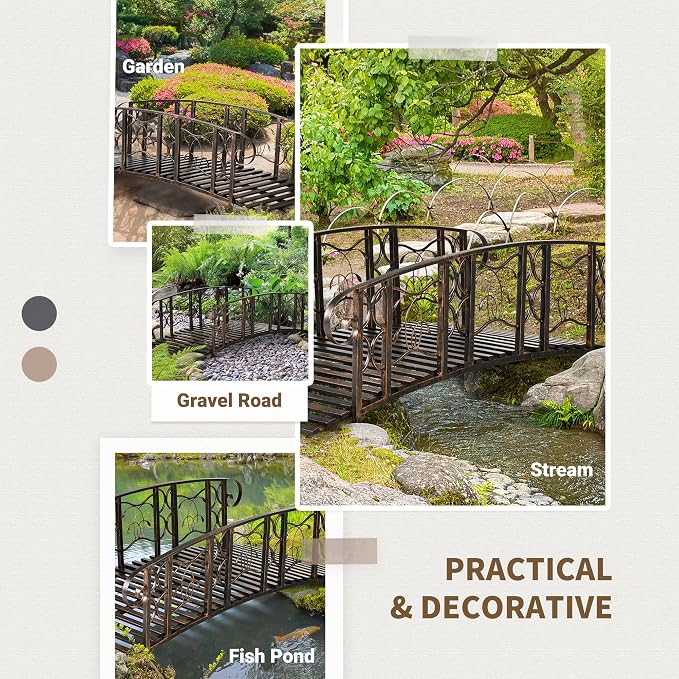 Outsunny 6' Metal Arch Backyard Garden Bridge - Image 6