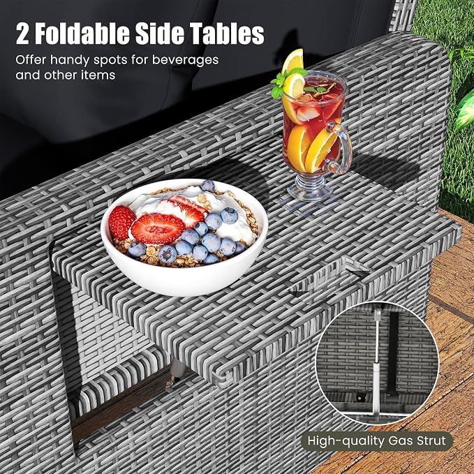 LDAILY Moccha Outdoor Daybed, Wicker Loveseat Sofa Set - Image 3
