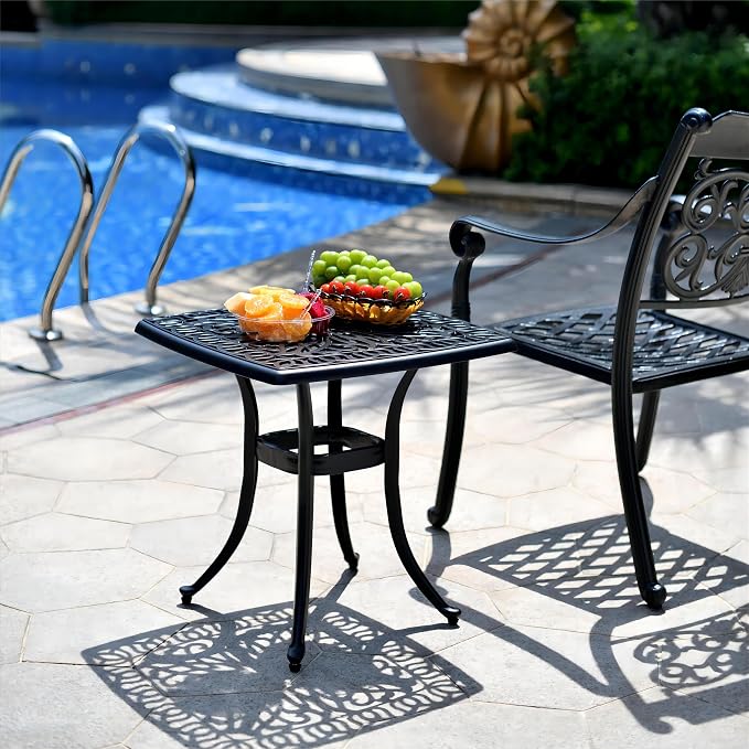 Outdoor 21" Cast Aluminum Square Side Table End Table - Image 2
