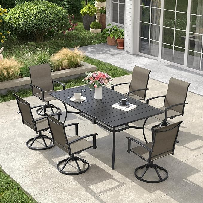 VICLLAX Metal Patio Table for 6, Outdoor Dining Table - Image 6