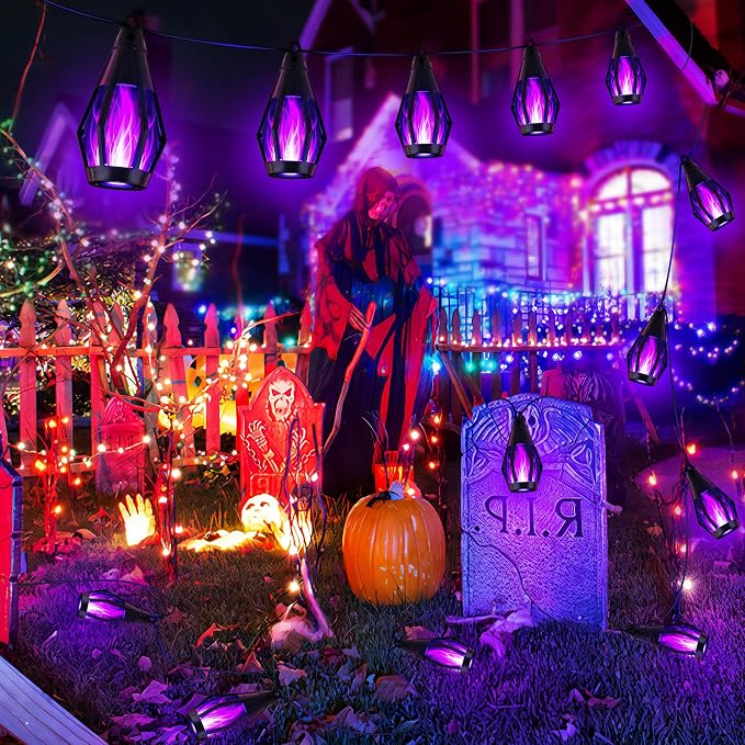 Solar Flame String Lights - 42ft 15 LED Lights Outdoor Solar String Lights - Image 8