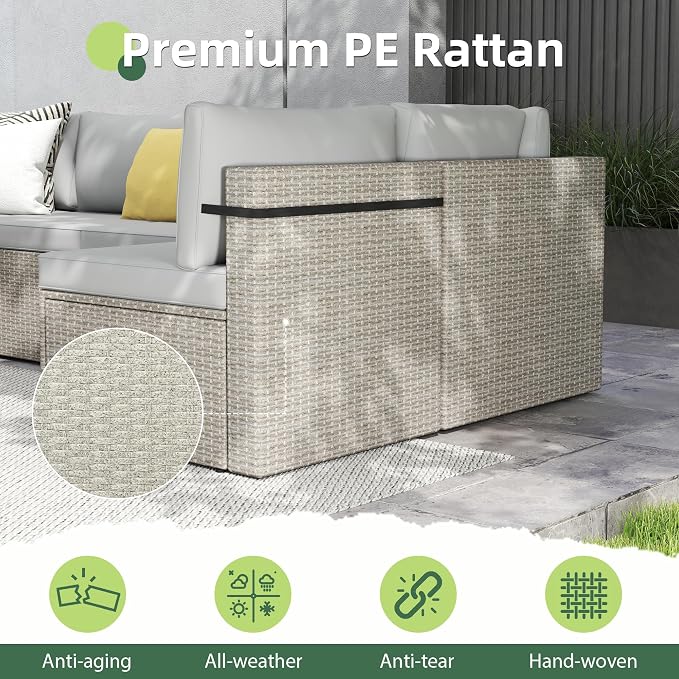 7-Piece Outdoor Sectional Sofa Set, Weather-Resistant Patio Furniture Set - Image 6