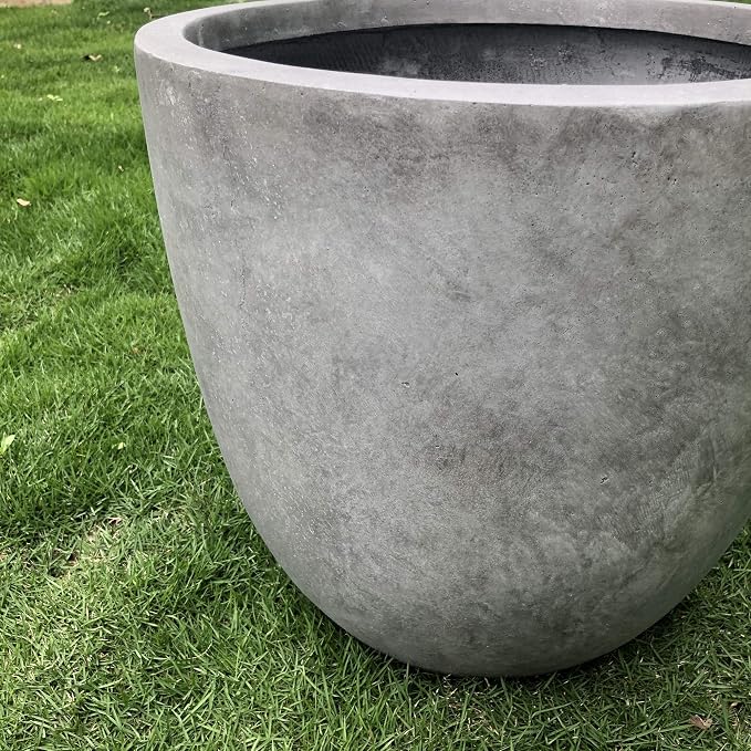 Kante 14 Inch Dia Round Concrete Planter, Indoor Outdoor Large Plant Pot - Image 2