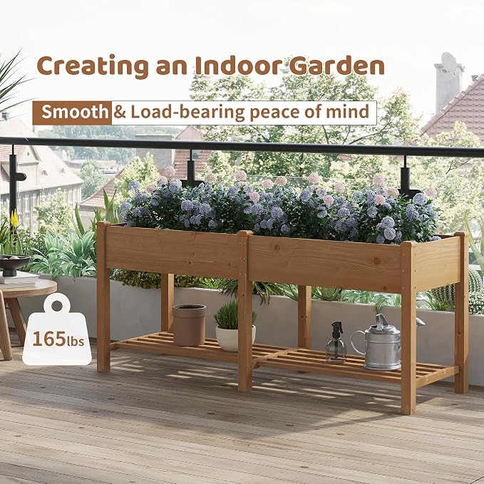FILWH Raised Garden Bed with Legs Elevated Wooden Planter Box Stand Large - Image 4