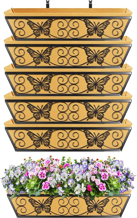 6 Pack 24 Inch Window Boxes Planters Railing Planter Box - Image 5