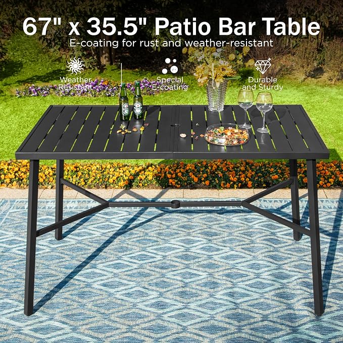 PHI VILLA Outdoor Patio Bar Dining Table - Image 6