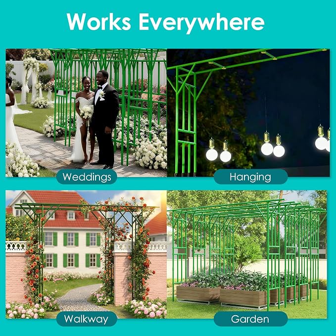 Twira Flat Top Garden Arch Trellis, 11FT x 9FT Extra Large Garden Trellis - Image 8