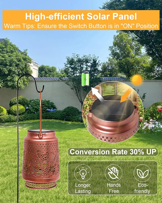 2 Pack Hummingbird Solar Lanterns Outdoor Waterproof, Garden Decor Birthday - Image 8