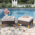 PHI VILLA 2 Pieces Patio Ottoman, All Weather Rattan Wicker Ottoman Seat by PHIVILLAThepioneerofcomfortablehouseholdsupplies