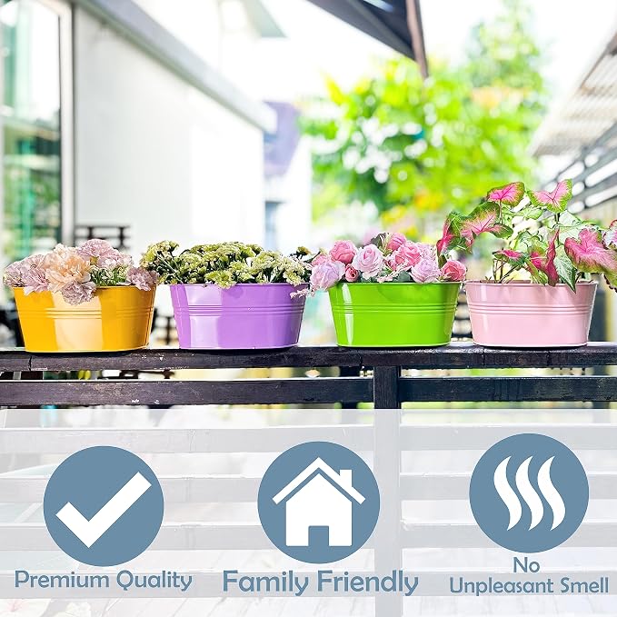 LaLaGreen Rail Planter Outdoor Plants Colorful Metal Iron Strawberry Hanging - Image 9