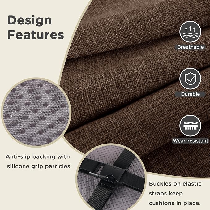 AddGrace Anti-Slip Bar Stool Cushions Square Bar Stool Seat Cushions - Image 3