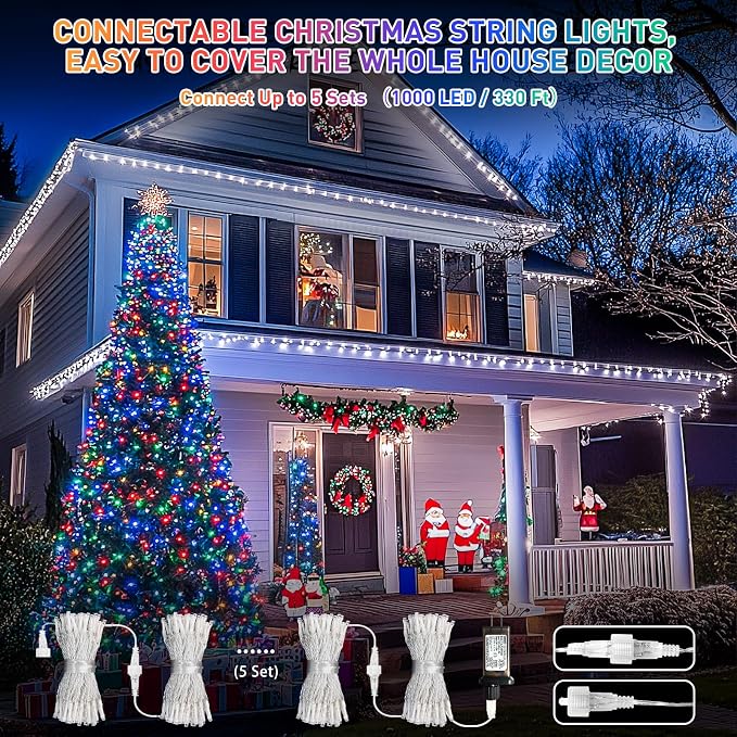 JMEXSUSS 200LED 66Ft Connectable Christmas Lights Indoor Outdoor Clear Wire | - Image 2