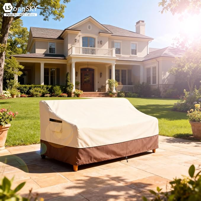 Patio 3-Seater Sofa Cover, Outdoor Couch Cover Fits up to 76W x 32.5D x 33H - Image 6