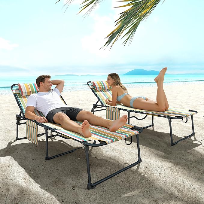 Outsunny 2 Piece Folding Chaise Lounge - Image 8