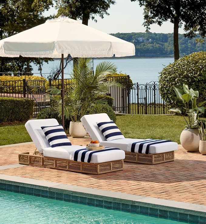 SAFAVIEH Outdoor Collection Gillian Tan Rope/White Cushion Chaise Lounge Chair - Image 6
