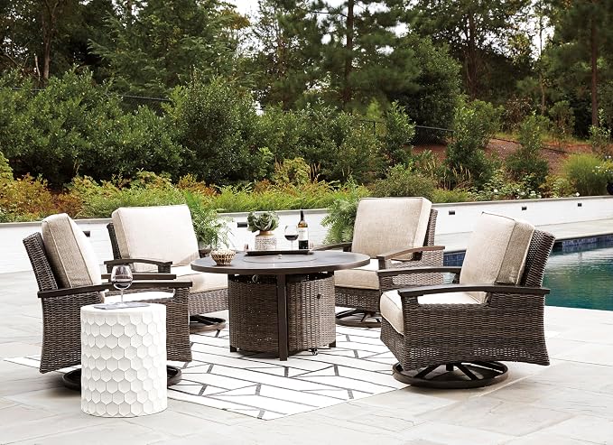 Signature Design by Ashley Paradise Trail Outdoor Round Wicker Patio Fire Pit - Image 15