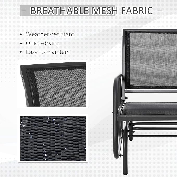 Outsunny Porch Glider, Metal Frame Swing Glider Chair - Image 5