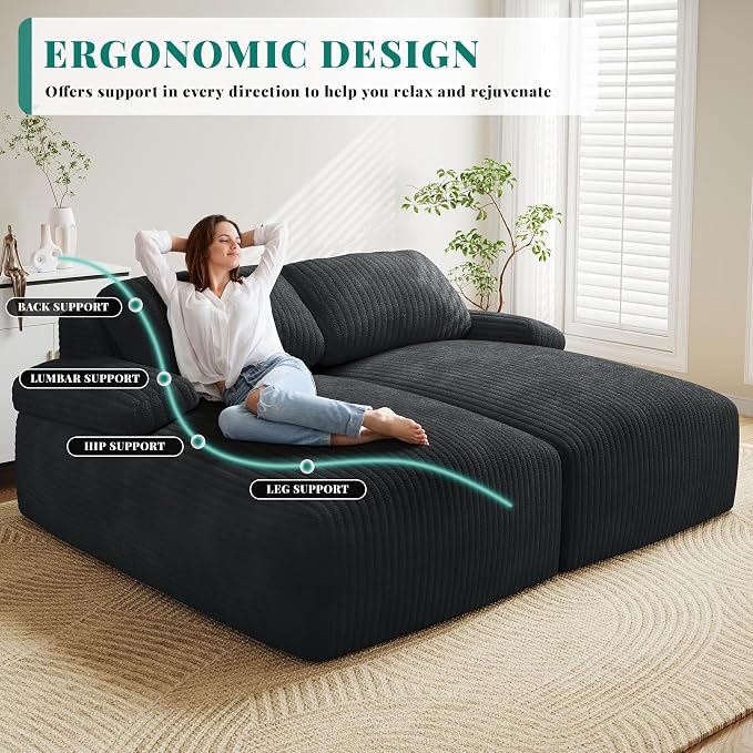 YITAHOME 80" Oversized Double Chaise Lounge, Upholstered Cloud Sofa - Image 4