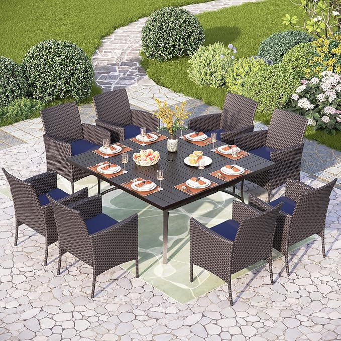 PHI VILLA 9 Pieces Square Outdoor Dining Set - Image 2