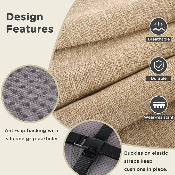 AddGrace Anti-Slip Bar Stool Cushions Square Bar Stool Seat Cushions - Image 4