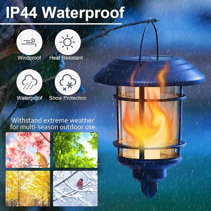 Dynaming 4 Pack Solar Flame Wall Lanterns Outdoor, Solar Powered Wall Mounted - Image 6