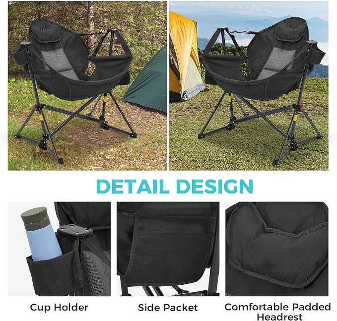 Ainfox Hammock Camping Chair, Foldable Portable Rocking Chairs - Image 4