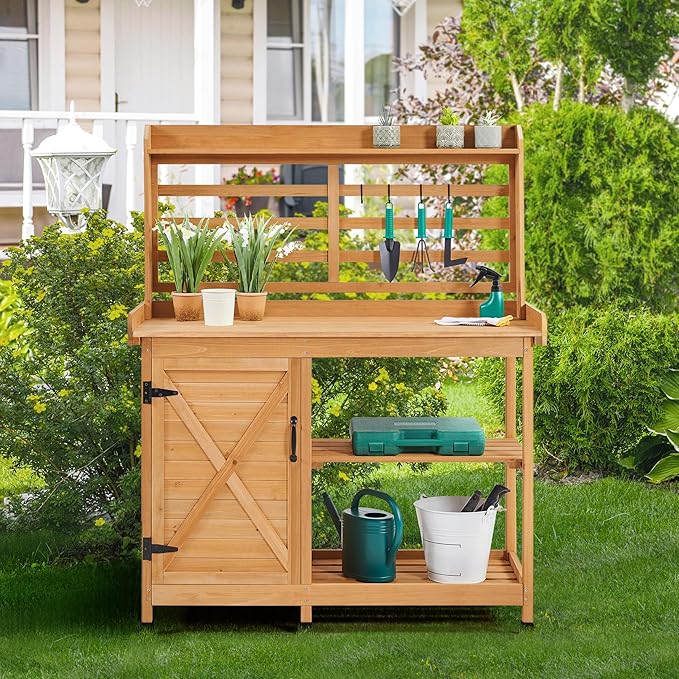 Yaheetech Outdoor Potting Bench, Large Horticulture Work Table Workstation - Image 4