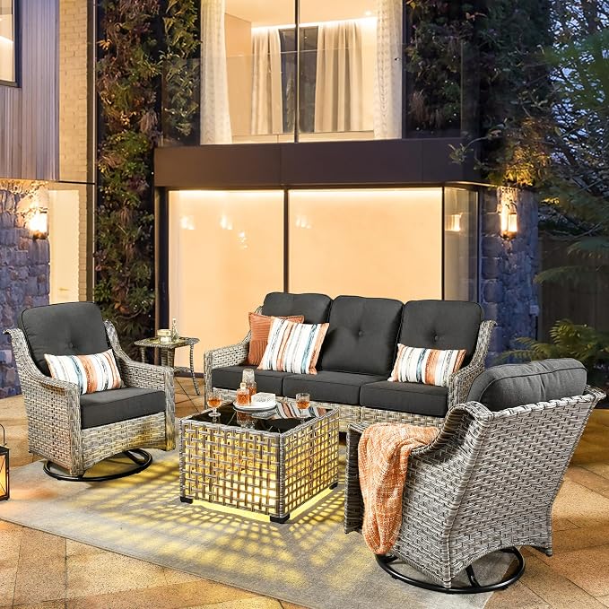 HOOOWOOO 5 Piece Patio Furniture Conversation Sets by DesignforBetterLife