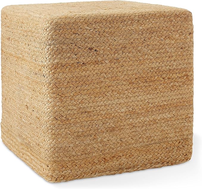 Casafield Hand-Braided Jute Pouf Ottoman Footrest, Natural Woven Boho Floor by Casafield