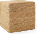 Casafield Hand-Braided Jute Pouf Ottoman Footrest, Natural Woven Boho Floor by Casafield