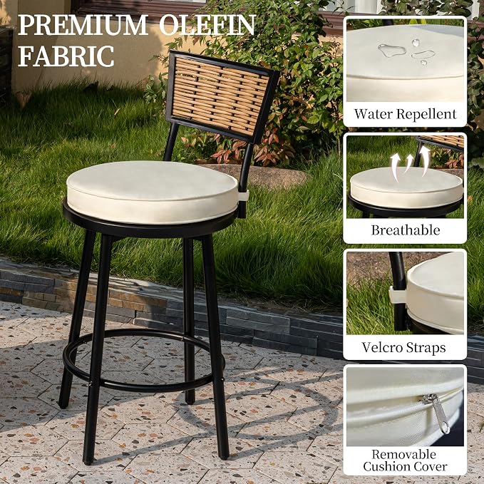 PIZZELLO 5-Piece Patio Swivel Bar Set - Image 7