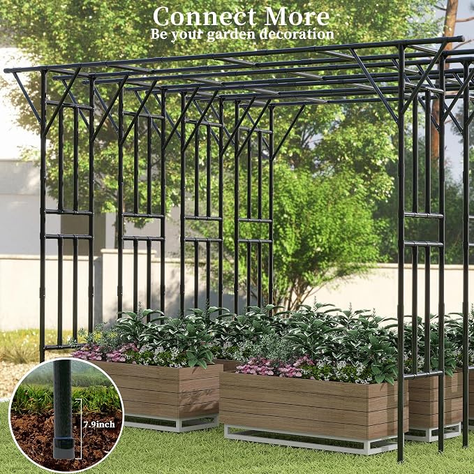 Flat Top Garden Arch Trellis 11FT x 9FT, Super Large Arbor Trellis - Image 6