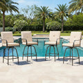 Patio Swivel Bar Stools Set of 4, Outdoor Bar Height Swivel Chairs by STRPRETTYBASIC