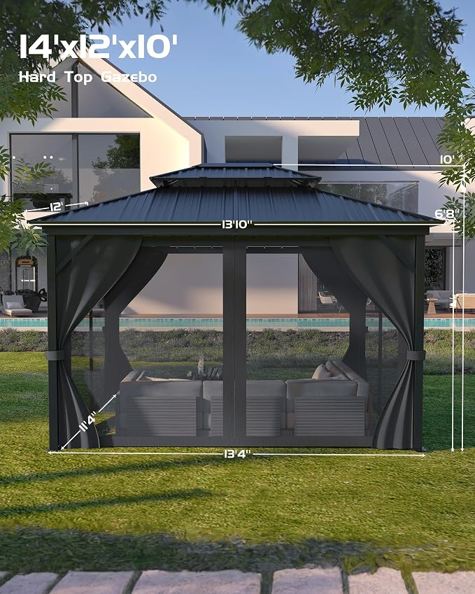 GarveeLife Hardtop Gazebo 12 ft x14 ft - Image 2