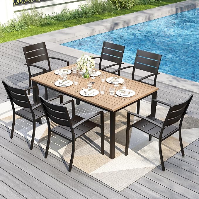 PHI VILLA 7 Pieces Outdoor Patio Dining Set by PHIVILLAThepioneerofcomfortablehouseholdsupplies