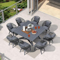 PURPLE LEAF 9 Pieces Outdoor Metal Furniture Set Patio Conversation Sets Dining by PURPLELEAF
