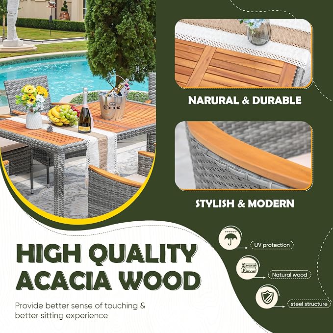 Devoko Dining 7 PCS Furniture, Patio Conversation Set - Image 3