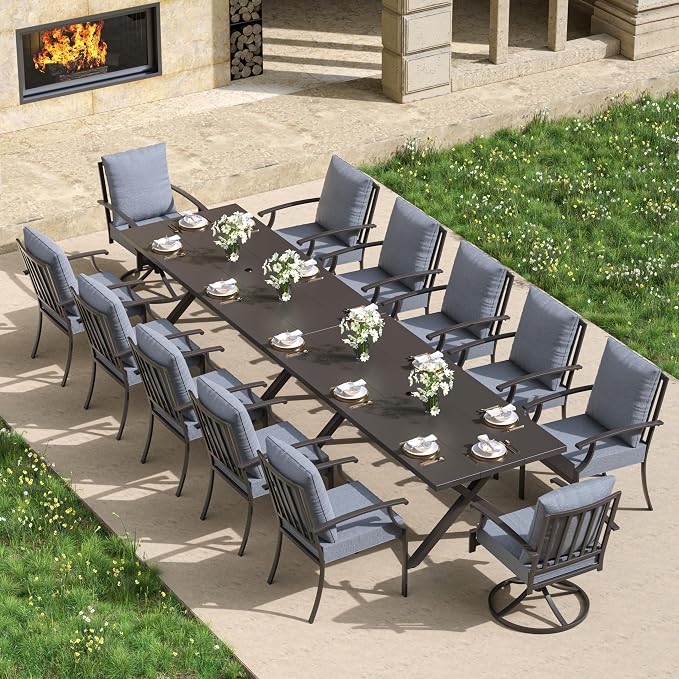 Kullavik 14 PCS Outdoor Dining Table Set - Image 7
