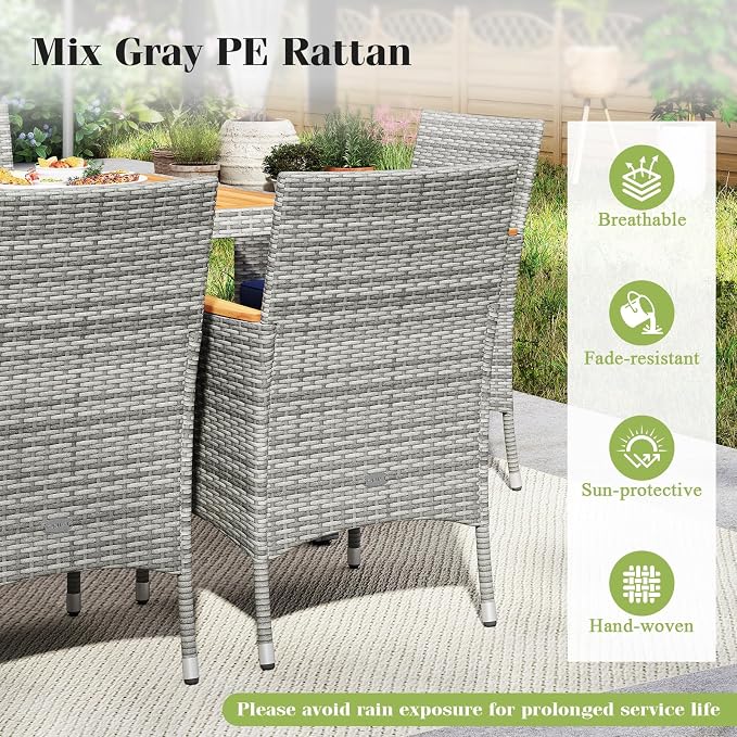 Tangkula 9 Pieces Rattan Outdoor Dining Set - Image 6