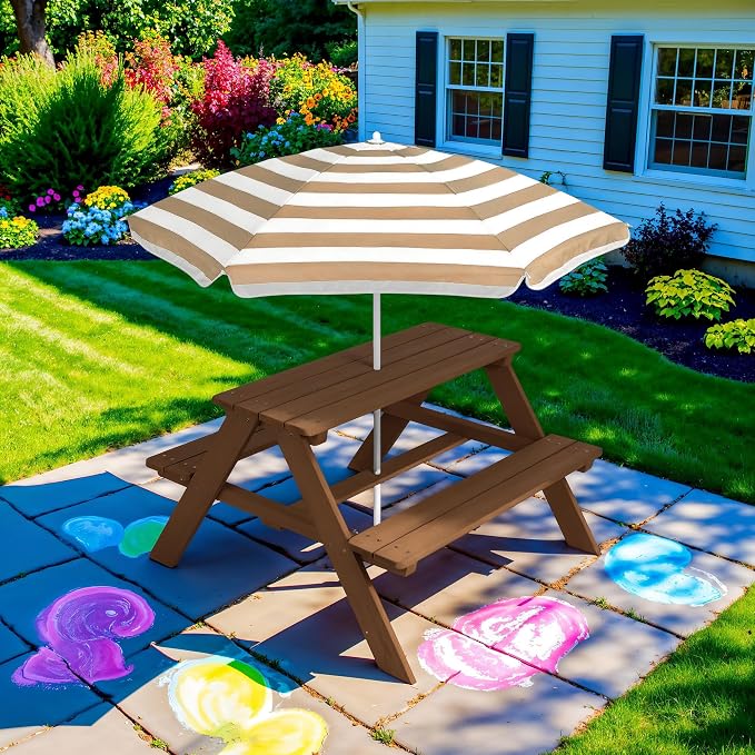 Best Choice Products Wooden Kids Picnic Table - Image 2
