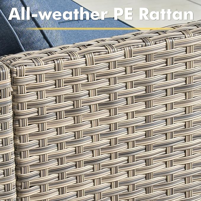 11-Piece Outdoor Sectional Sofa Set w/ 54" Fire Pit – L-Shaped Wicker Patio - Image 5