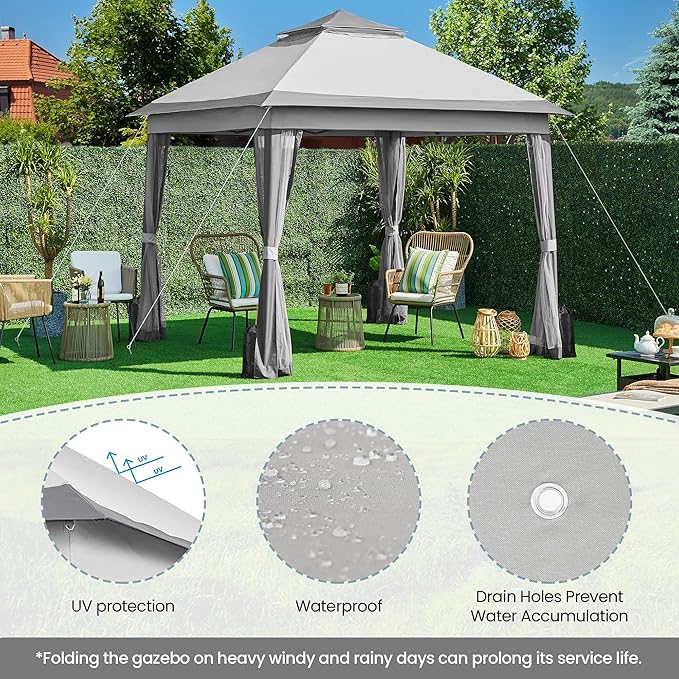 Yaheetech 11x11 Pop Up Gazebo Outdoor Canopy Shelter, Instant Patio Gazebo Sun - Image 5