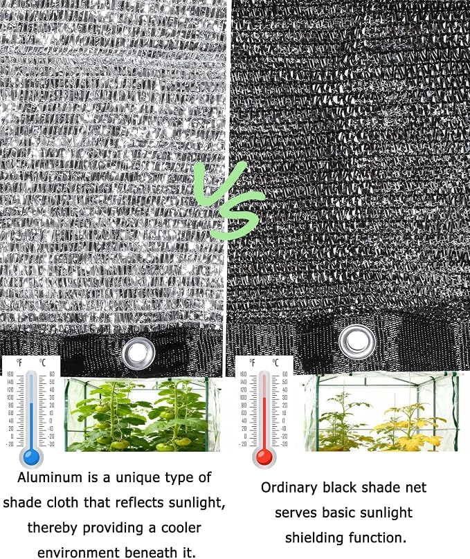 70% Aluminum Shade Cloth 13 FT x 14 FT, Durable Mesh Silver Tarps - Image 8