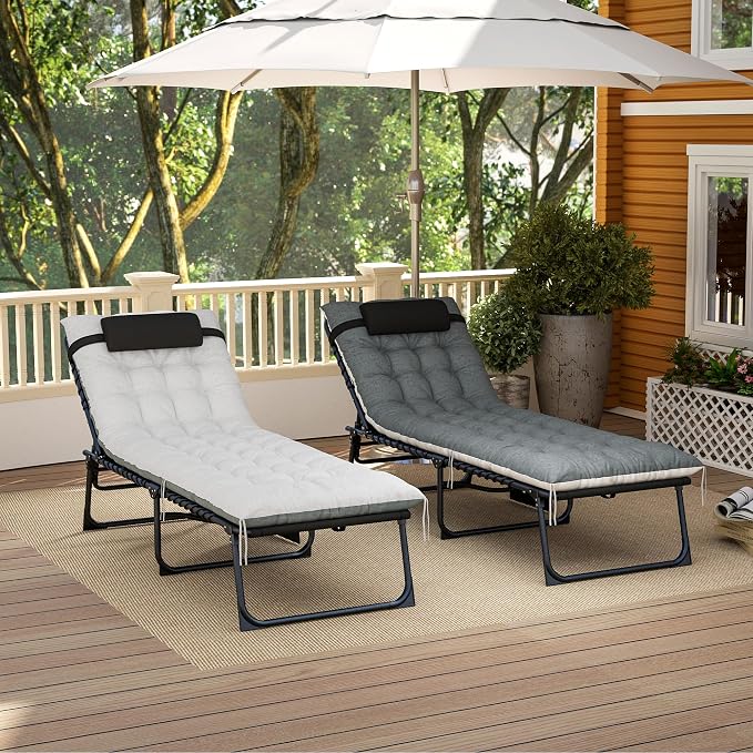 Outsunny Chaise Lounge Chair Outdoor Set of 2, 5-Position Adjustable Outdoor - Image 9