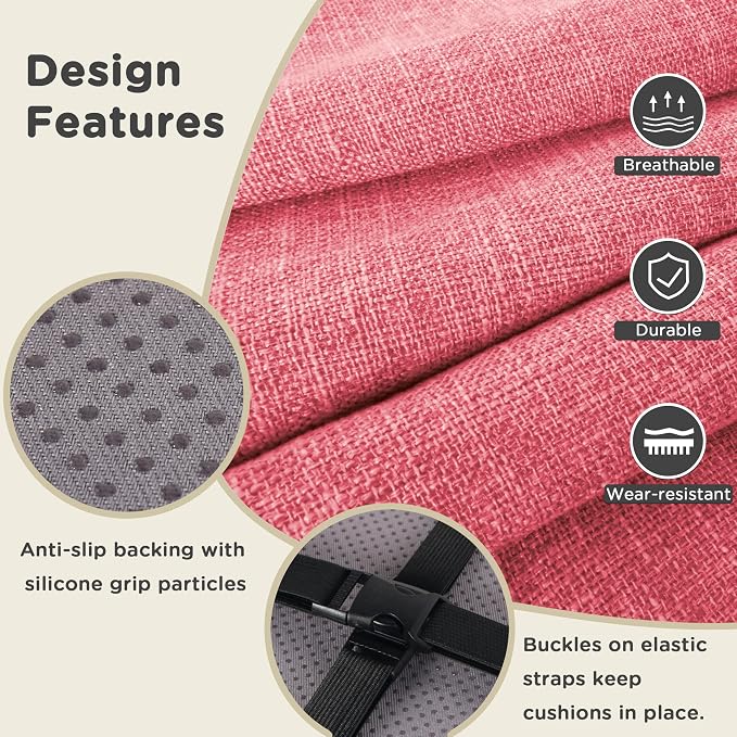 AddGrace Anti-Slip Bar Stool Cushions Square Bar Stool Seat Cushions - Image 4