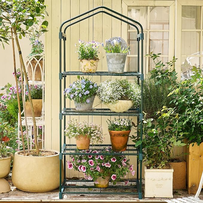Mini Greenhouse for Indoor Outdoor, Plant Green House 4-Tier Rack Stand - Image 9