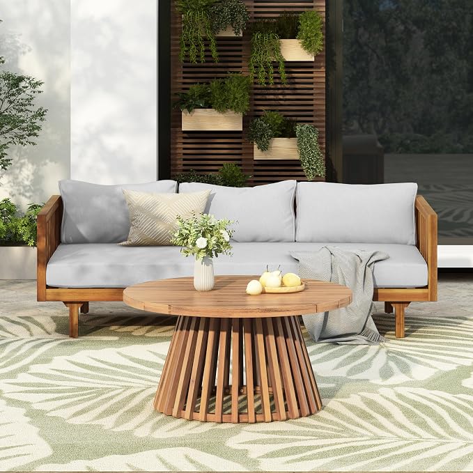 Merax Outdoor Acacia Wood Conversation Set - Image 2