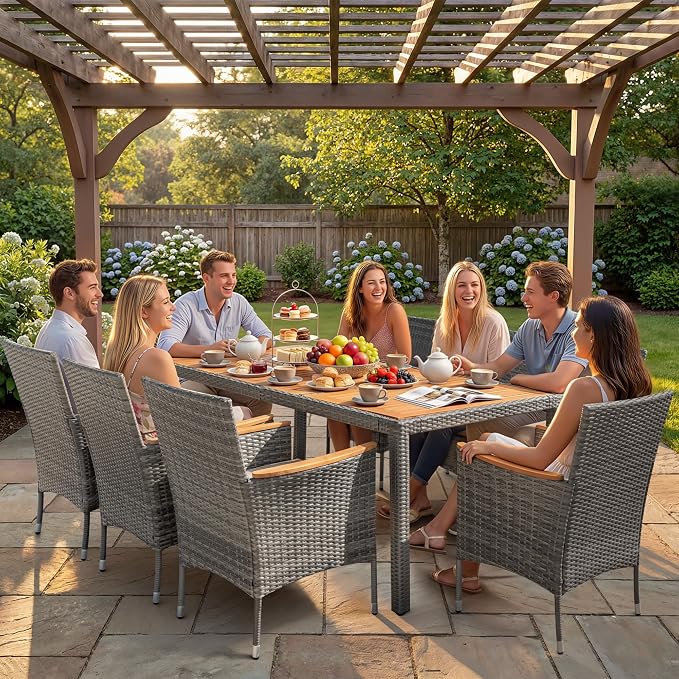 Devoko Outdoor Patio Dining Sets 9 Pieces Wicker Outdoor Dining Table and - Image 6