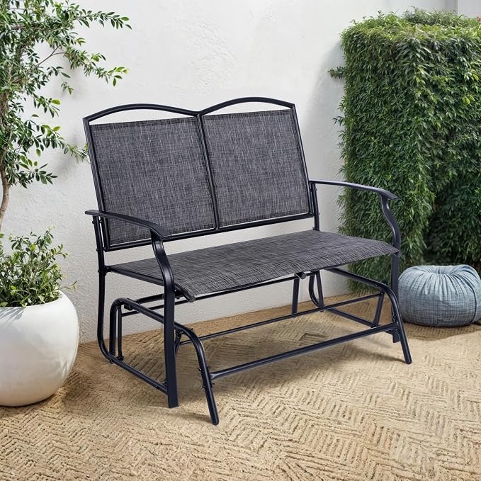 Backyard Expressions 2-Person Outdoor Glider Bench, Patio Double Swing Rocking - Image 2